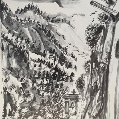 Αποψη του τοπίου της Μονής Μπεζενίκου